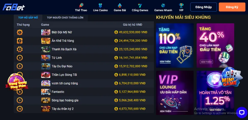 Giao diện đặt cược đá gà trực tuyến của Vbet